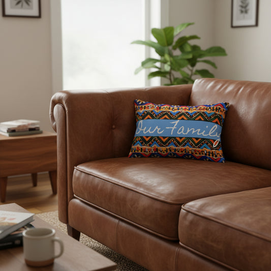 Tribal-Inspired Handcrafted Lumbar Pillow, Boho- Chic designed, Stylish Sofa Accessory