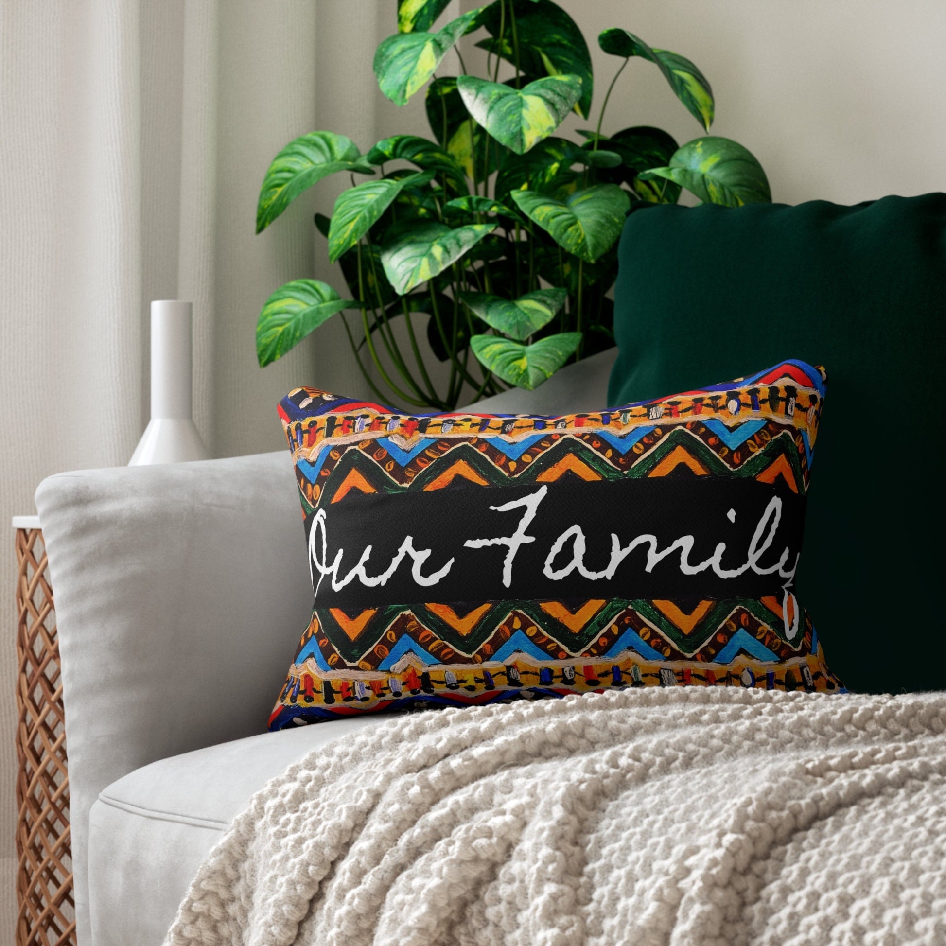 Handcrafted Tribal Patterned Lumbar Pillow - Unique Boho Chic Home Decor