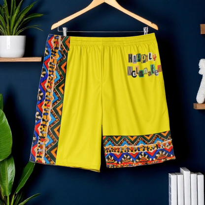 Handcrafted Tribal Patterned Men's Jersey Shorts - Unique Ethnic Print Lounge Wear - Ideal Gift for Him