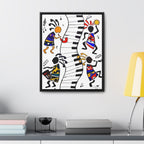 Tribal Music Wall Art, Original Hand Drawn Piece, Cultural Home Decor, Vertical Frame