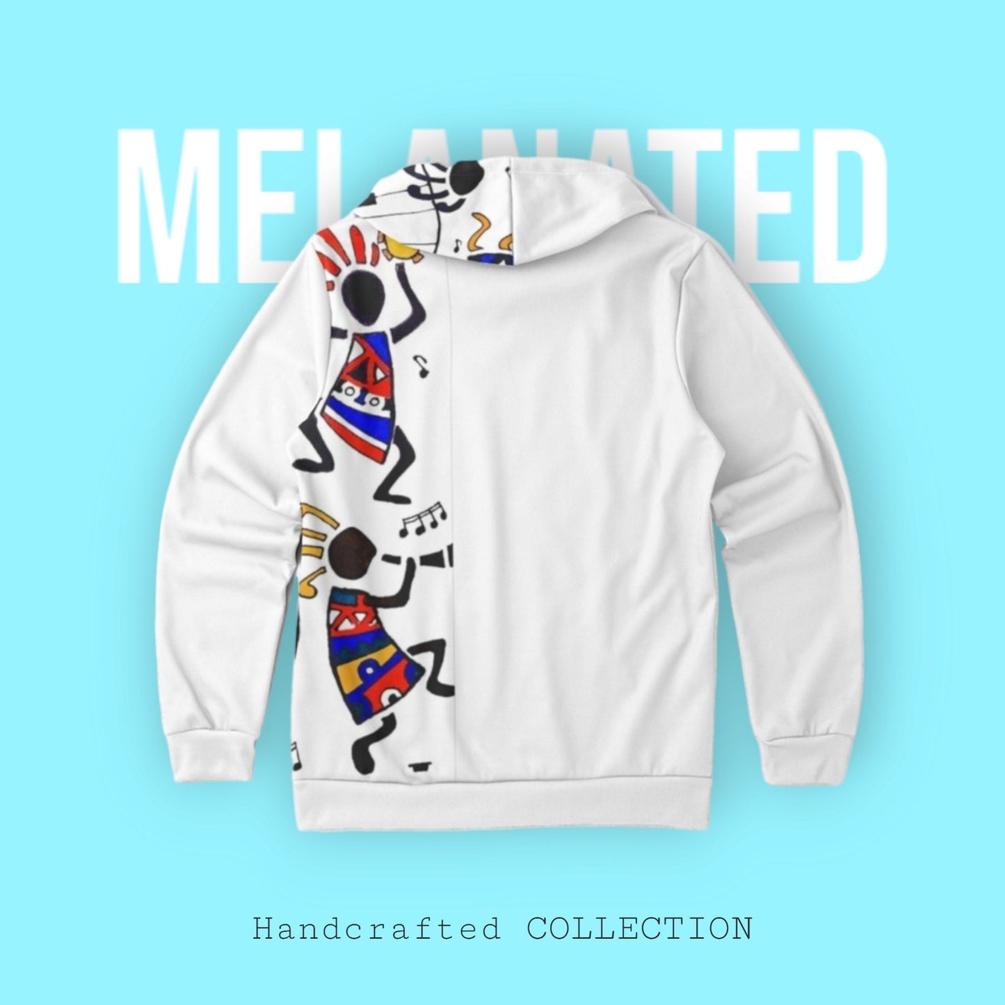 Hand-Drawn Afro Music Motifs Allover Hoodie, Unisex Streetwear for All