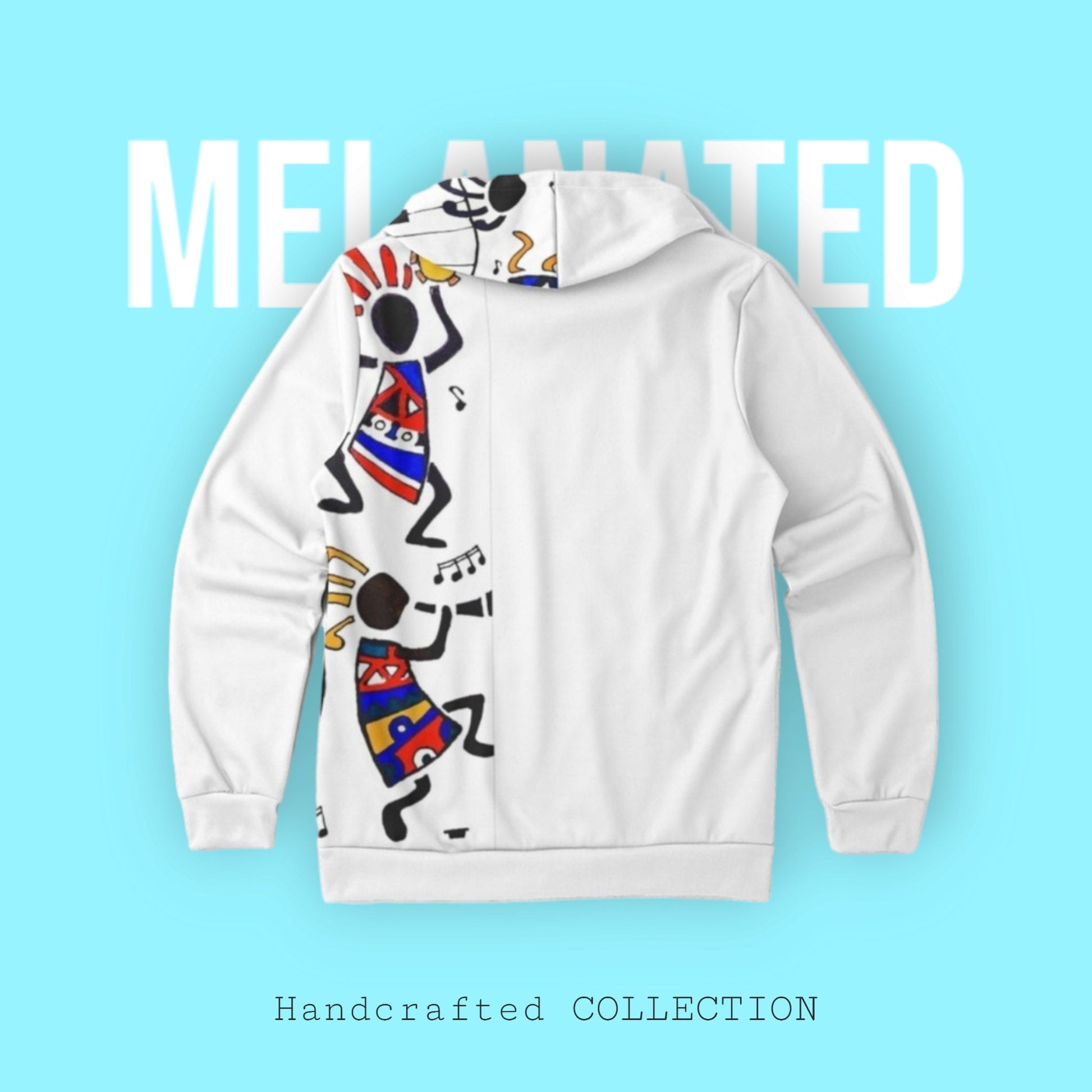 Hand-Drawn Afro Music Motifs Allover Hoodie, Unisex Streetwear for All