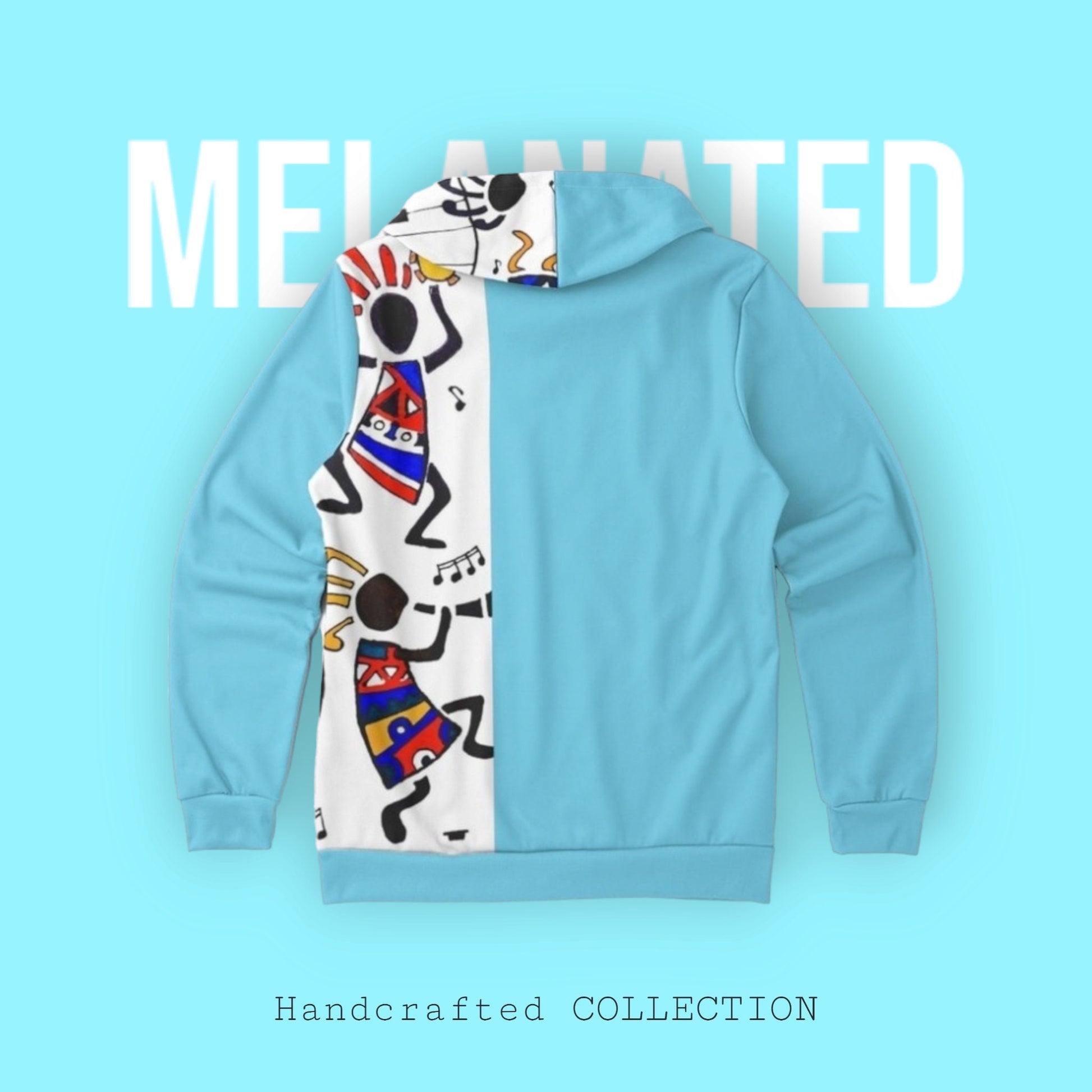 Hand-Drawn Afro Music Motifs Allover Hoodie, Unisex Streetwear for All
