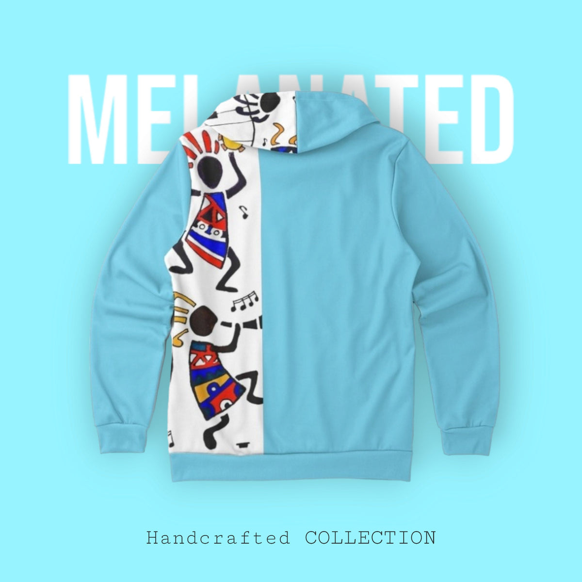 Hand-Drawn Afro Music Motifs Allover Hoodie, Unisex Streetwear for All