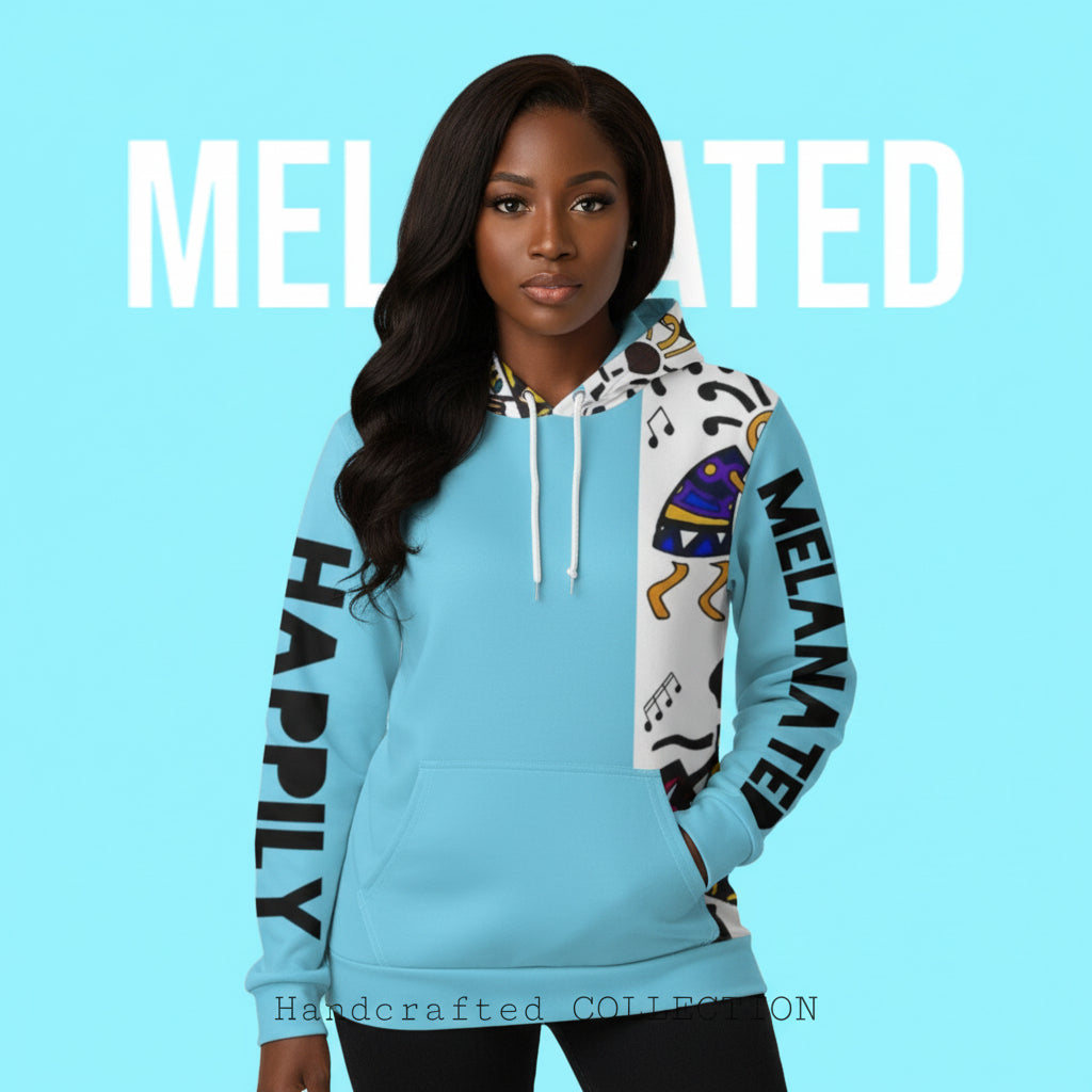 Hand-Drawn Afro Music Motifs Allover Hoodie, Unisex Streetwear for All