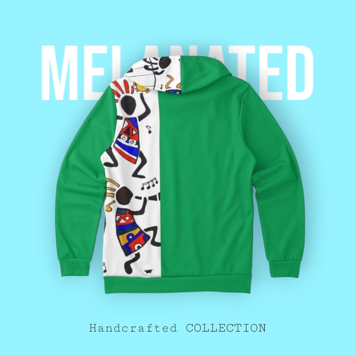 Hand-Drawn Afro Music Motifs Allover Hoodie, Unisex Streetwear for All
