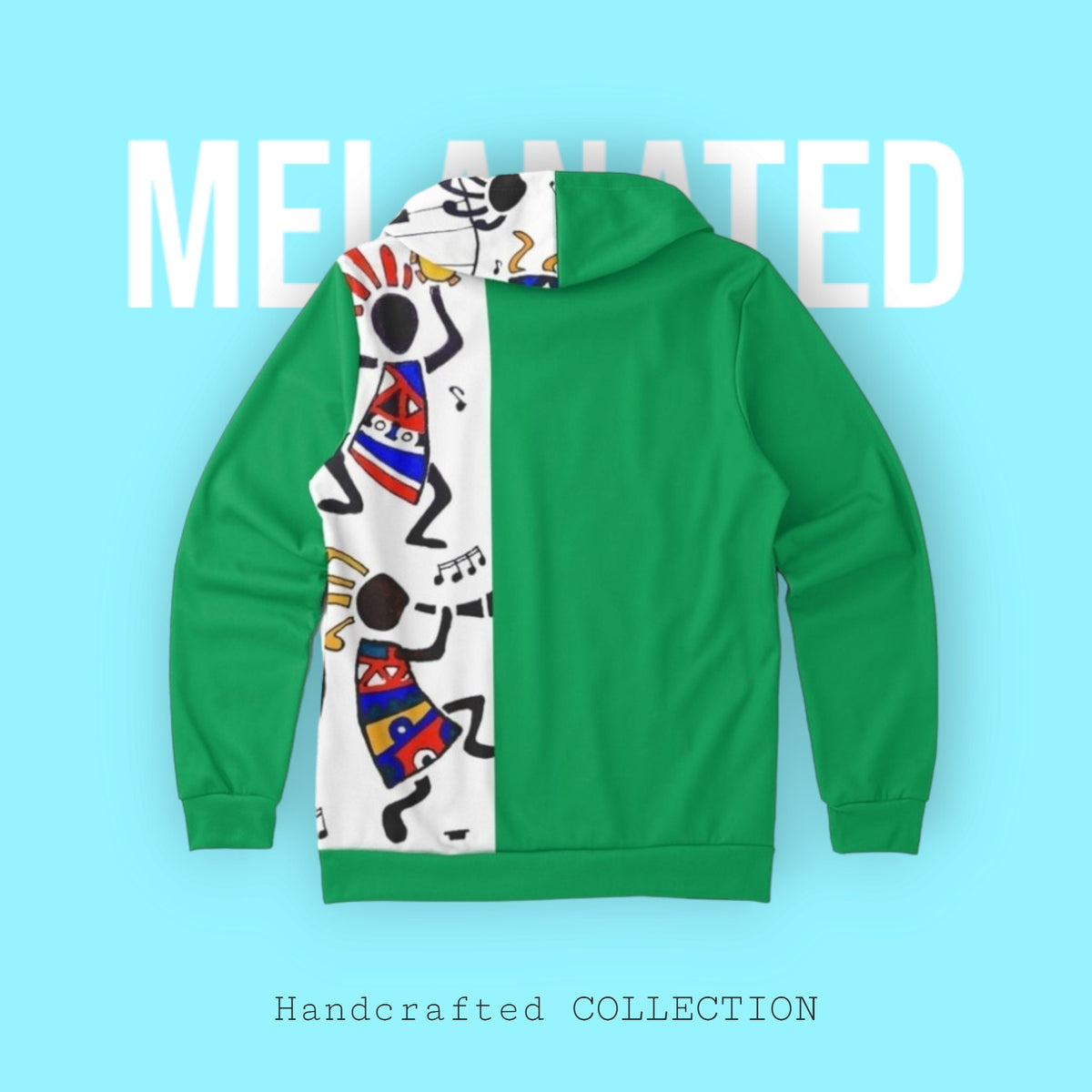 Hand-Drawn Afro Music Motifs Allover Hoodie, Unisex Streetwear for All