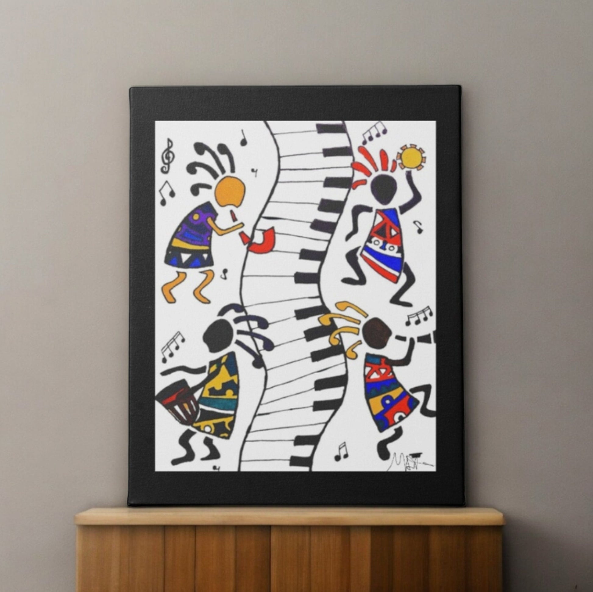 Tribal Music Wall Art, Original Hand Drawn Piece, Cultural Home Decor