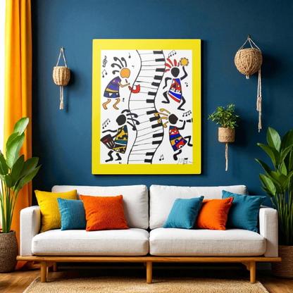 Tribal Music Wall Art, Original Hand Drawn Piece, Cultural Home Decor