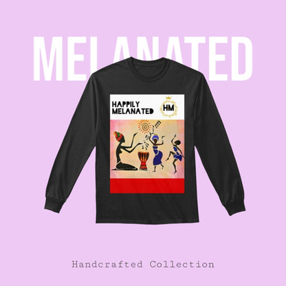 Handcrafted African Drawing on Unisex Long Sleeved T-shirt, Tribal Art