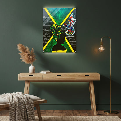 Hand Drawn Wall Art with Jamaican Woman, Original Acrylic Painting for Bohemian Gelato