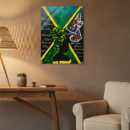 Hand Drawn Wall Art with Jamaican Woman, Original Acrylic Painting for Bohemian Gelato