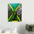 Hand Drawn Wall Art with Jamaican Woman, Original Acrylic Painting for Bohemian