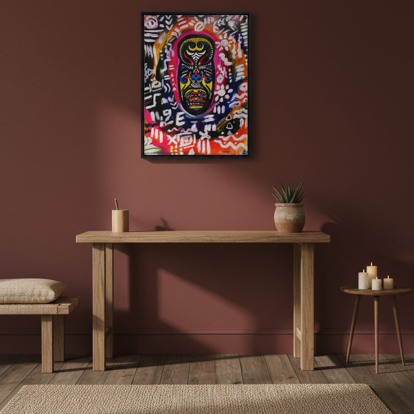 Beautiful Tribal Mask Canvas Art, Multiple Sizes Vertical Frame, Perfect Wall Decor Printify