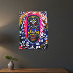 Unique Tribal Mask Painting, Matte Canvas Stretched - Authentic Ethnic Decor