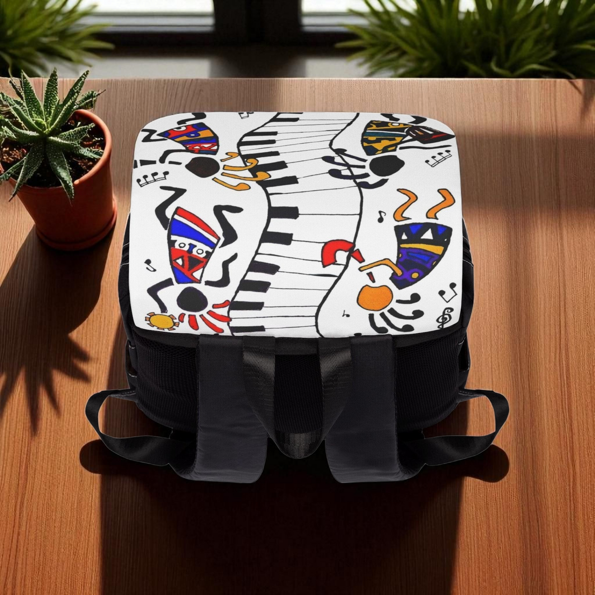 Artistic Music Design Backpack - Handcrafted, Spacious Oxford Canvas Bag Printify