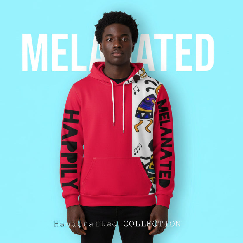 Hand-Drawn Afro Music Motifs Allover Hoodie, Unisex Streetwear for All