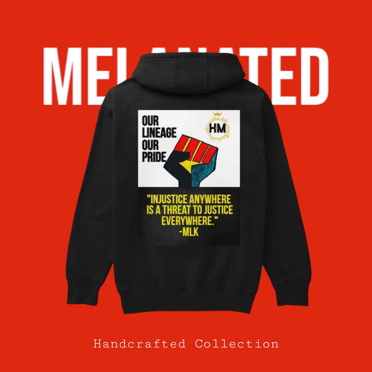 MLK Streetwear Unisex Pullover Hoodie, Hand-Drawn Art & Empowering Quotes