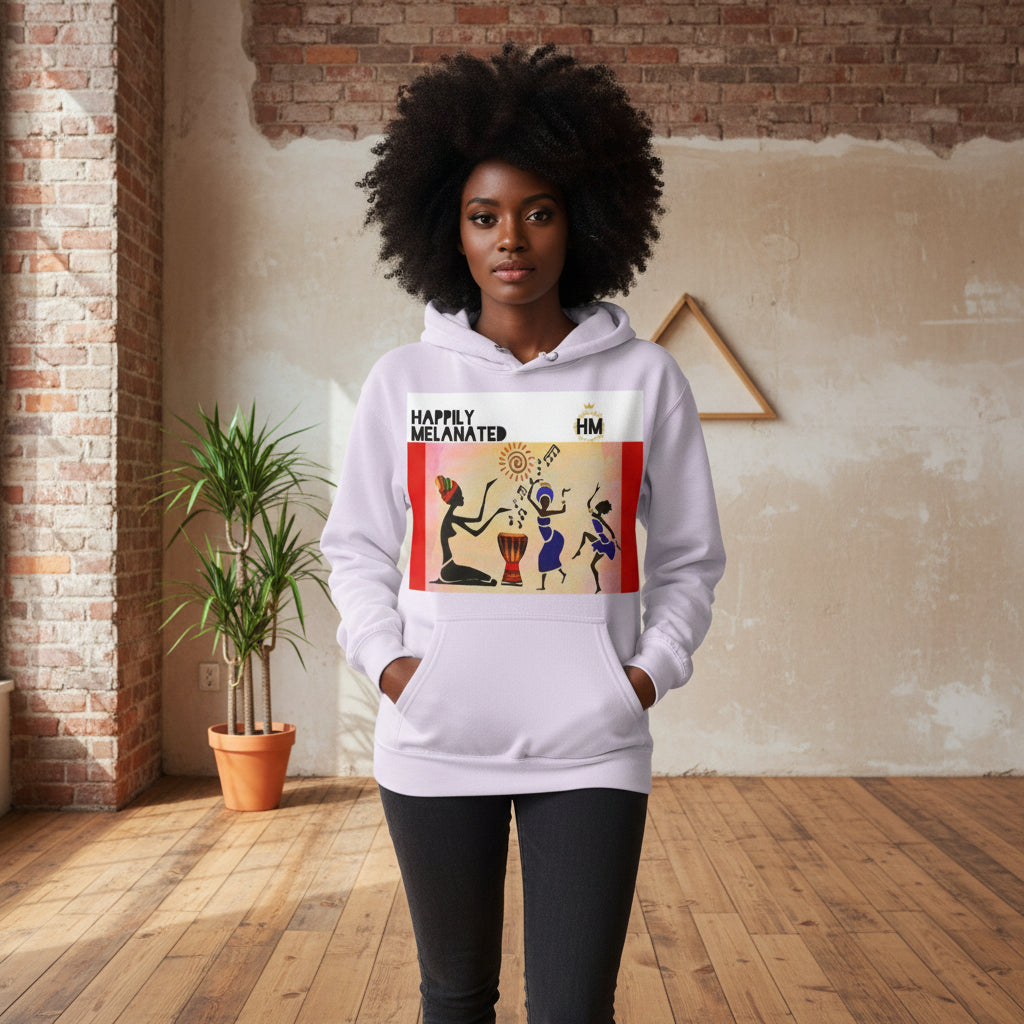 Handcrafted African Drawing on Unisex Hoodie, Inspirational Tribal Art with Insp. Quote