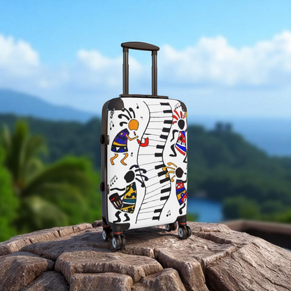 Eclectic Music Art Suitcase - Handcrafted, 360 Degree, Swivel Wheels