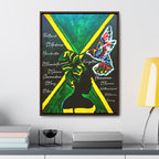 Hand-Painted Jamaican Flag Canvas Wrap - Original Vertical Frame for Living Room Art