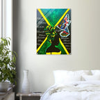 Hand Drawn Wall Art with Jamaican Woman, Original Acrylic Painting for Bohemian