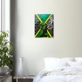 Hand Drawn Wall Art with Jamaican Woman, Original Acrylic Painting for Bohemian