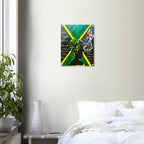 Hand Drawn Wall Art with Jamaican Woman, Original Acrylic Painting for Bohemian