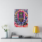 Artisan Tribal Mask Painting on Matte Stretched Canvas, Eco-Friendly Wall Art for Home Decor