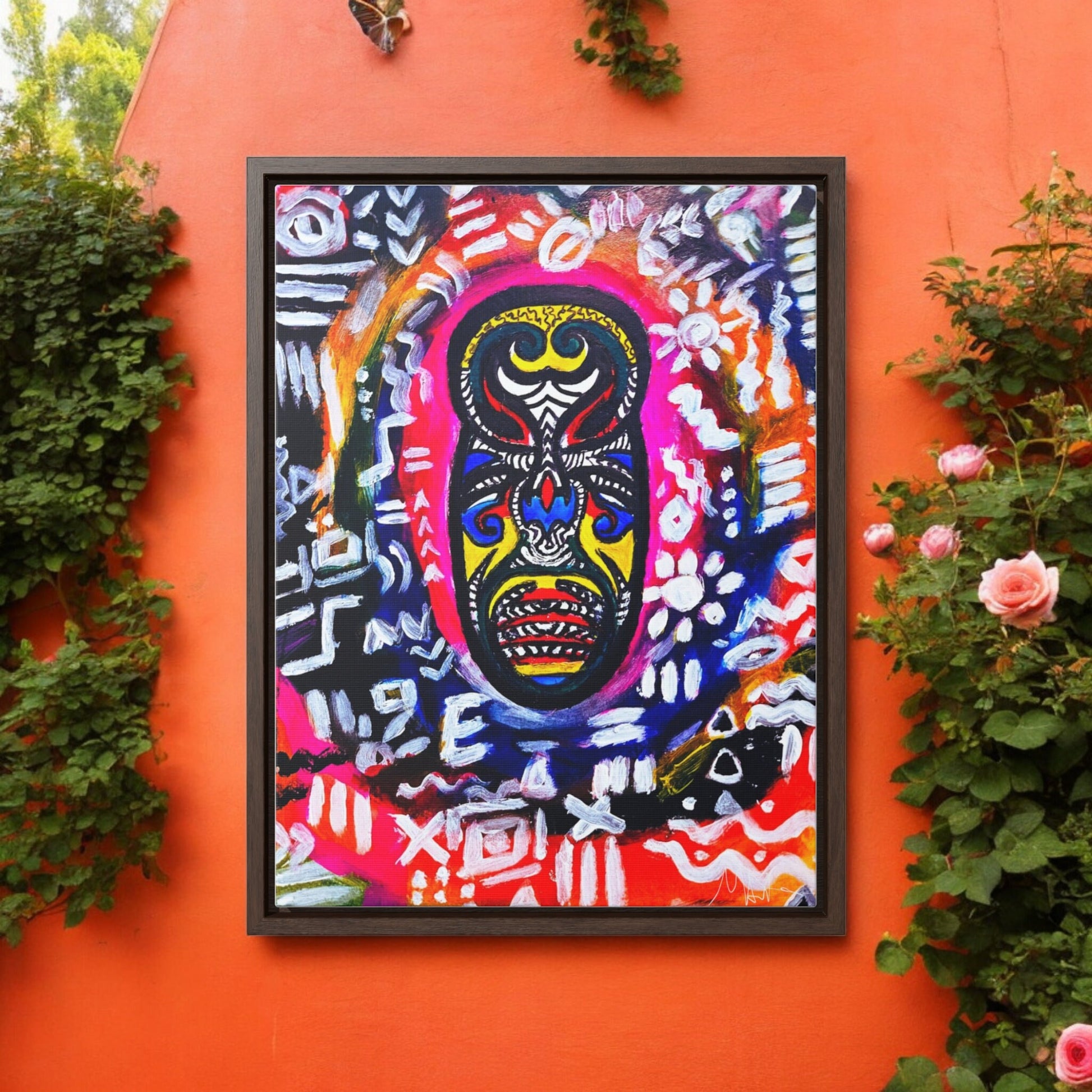Beautiful Tribal Mask Canvas Art, Multiple Sizes Vertical Frame, Perfect Wall Decor