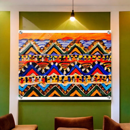High-Quality Tribal Painting on Acrylic - Colorful, Impactful Art Print for Office & Living Space