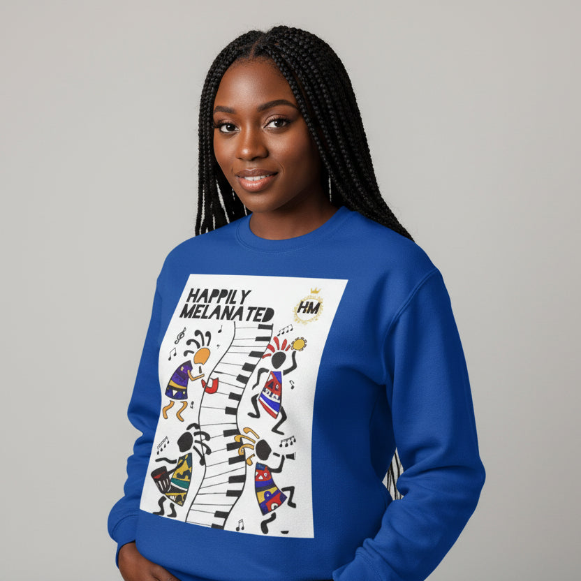 Hand-Drawn Afro Music Graphic Sweatshirt, Unisex Streetwear for All