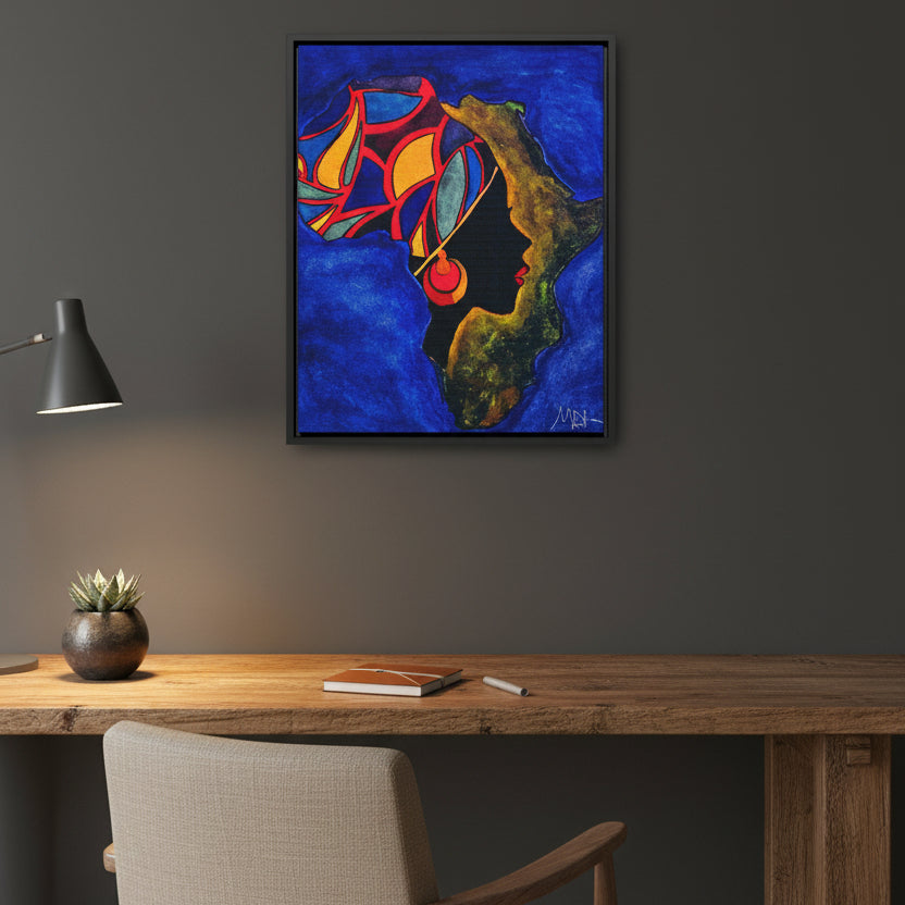 African Essence Original Ethnic Portrait - Authentic Continental Painting,Vertical Frame