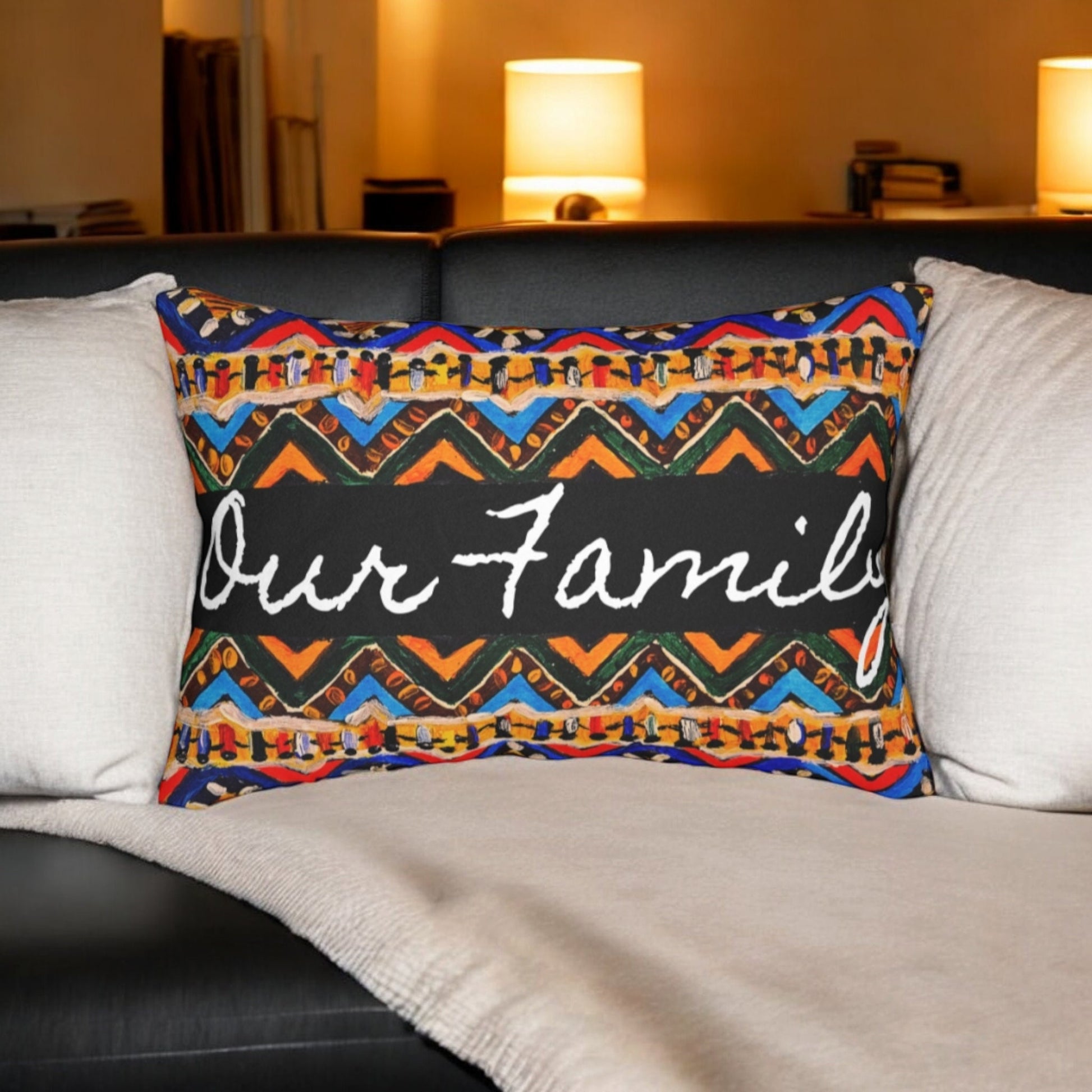Handcrafted Tribal Patterned Lumbar Pillow - Unique Boho Chic Home Decor
