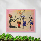 Original Hand Drawn Tribal Music Wall Art, Unique Ethnic Illustration