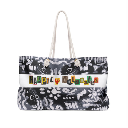 Black and White, Tribal Patterned Weekender Bag, Oversized, Durable Tote with Rope Handles for Beach & City Getaways, Unique Travel Gift