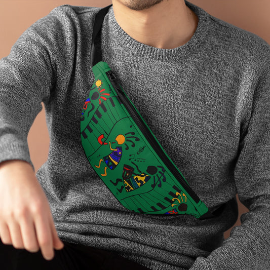Music Themed Artistic Fanny Pack, Handcrafted, Casual Day-to-Day Use