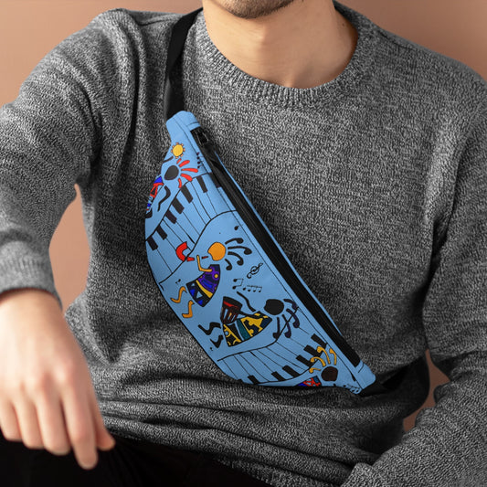 Music-Themed Artistic Fanny Pack Lightweight Adjustable Belt Durable Back Zipper ,Pockets , Great for Music Fans