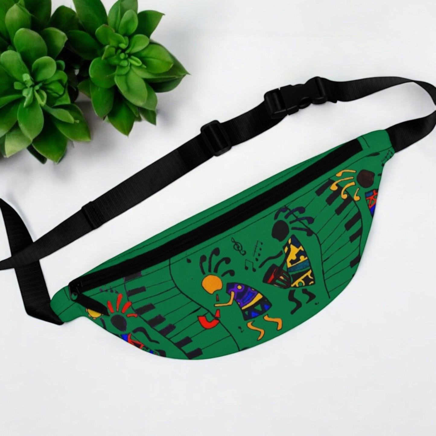 Music Themed Artistic Fanny Pack, Handcrafted, Casual Day-to-Day Use
