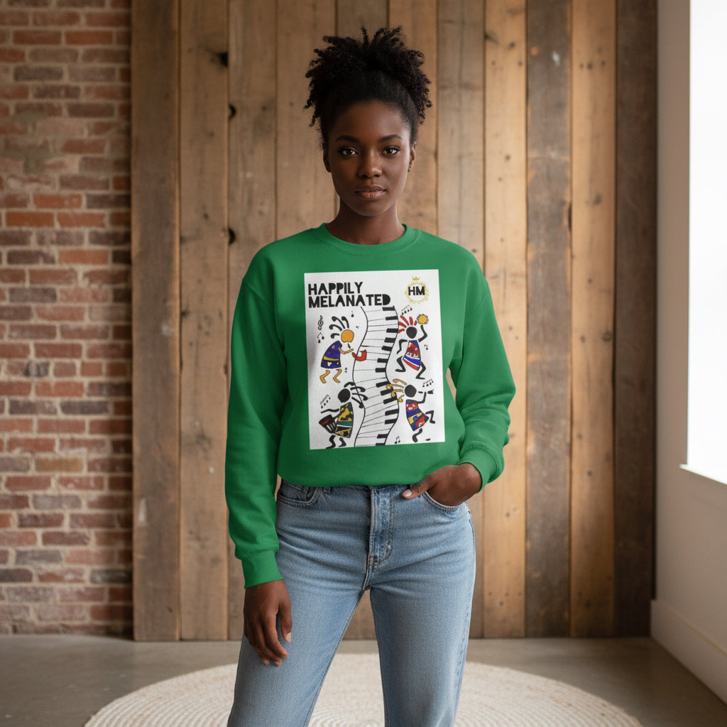 Hand-Drawn Afro Music Graphic Sweatshirt, Unisex Streetwear for All