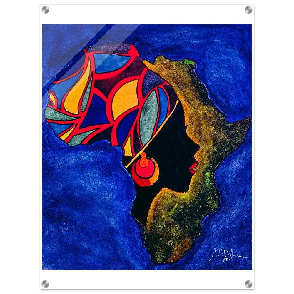 Original Ethnic Portrait - Handcrafted Continental Painting of Africa, Vibrant Wall Art Gelato