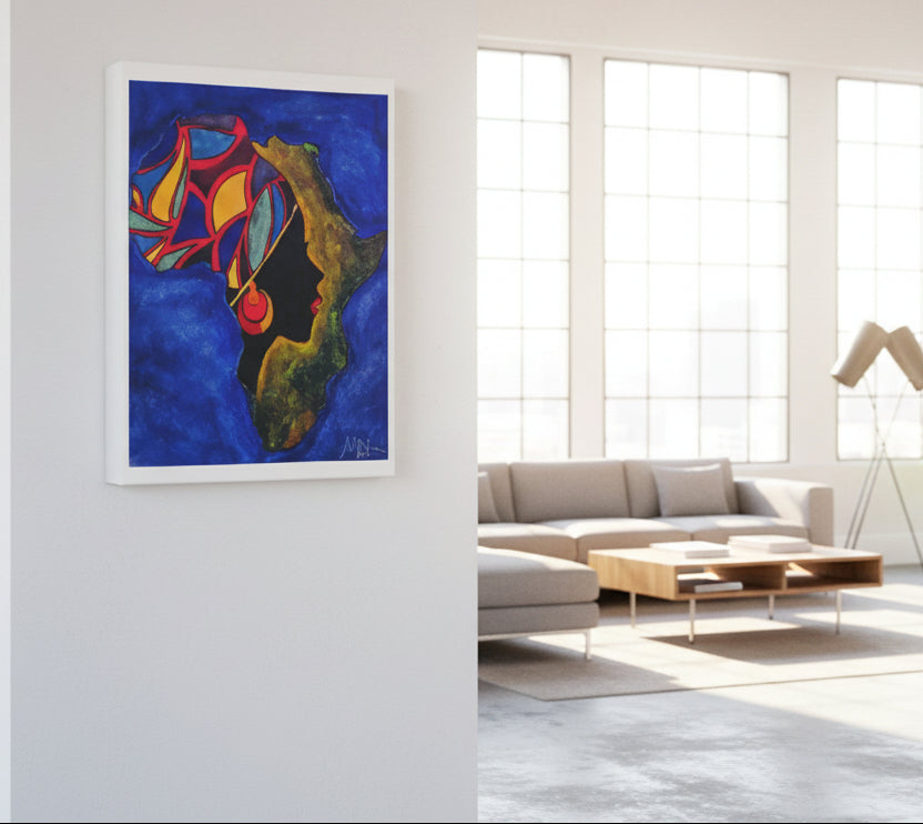 Ethnic Wall Art - Abstract Africa Map Painting on Canvas, Detailed Handcrafted Continent Illustration