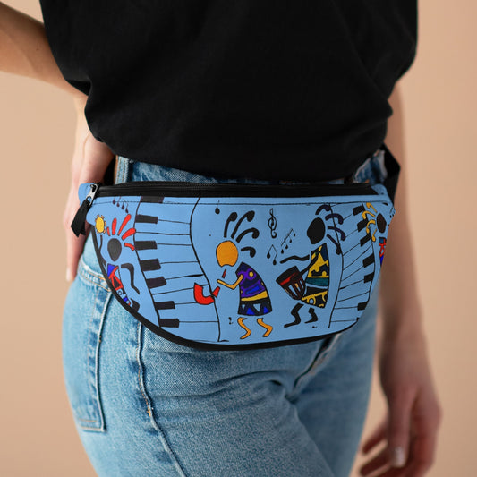 Music-Themed Artistic Fanny Pack Lightweight Adjustable Belt Durable Back Zipper ,Pockets , Great for Music Fans