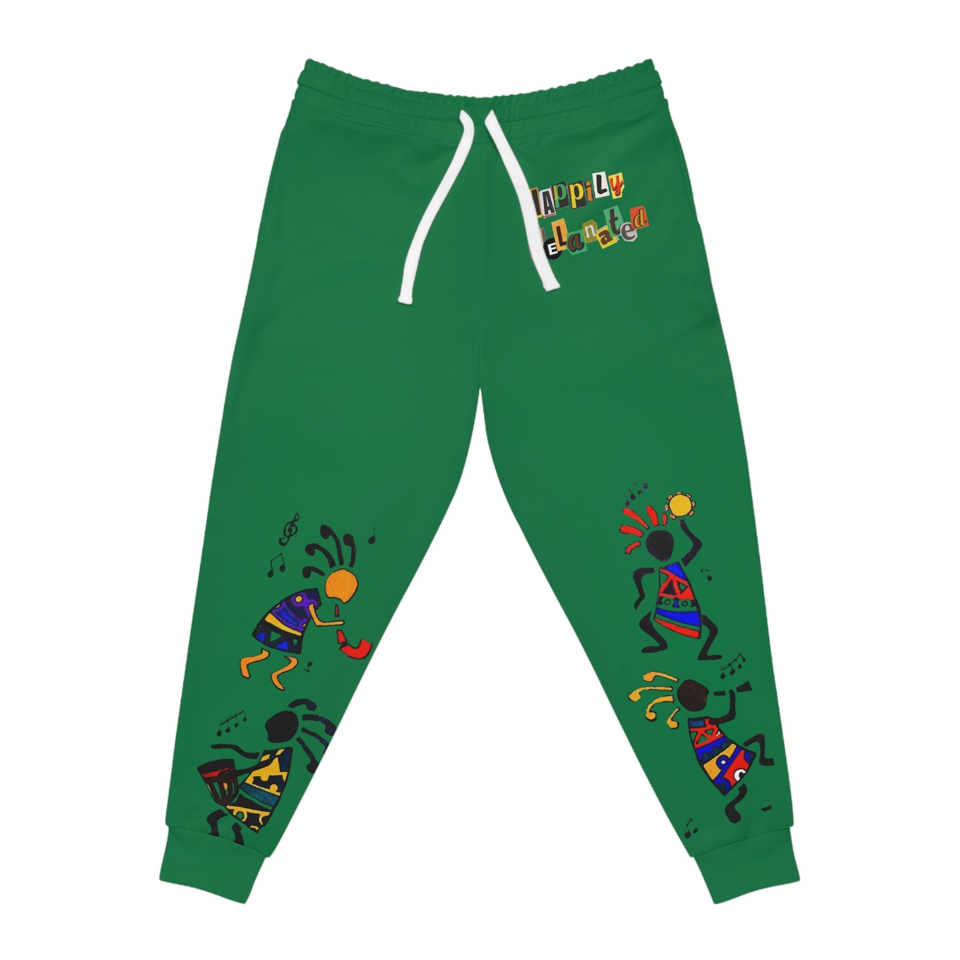 Afro Music Cartoon Art Unisex Athletic Joggers, Handcrafted Jogger Pants, Workout Sweatpants