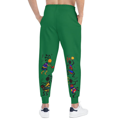 Afro Music Cartoon Art Unisex Athletic Joggers, Handcrafted Jogger Pants, Workout Sweatpants