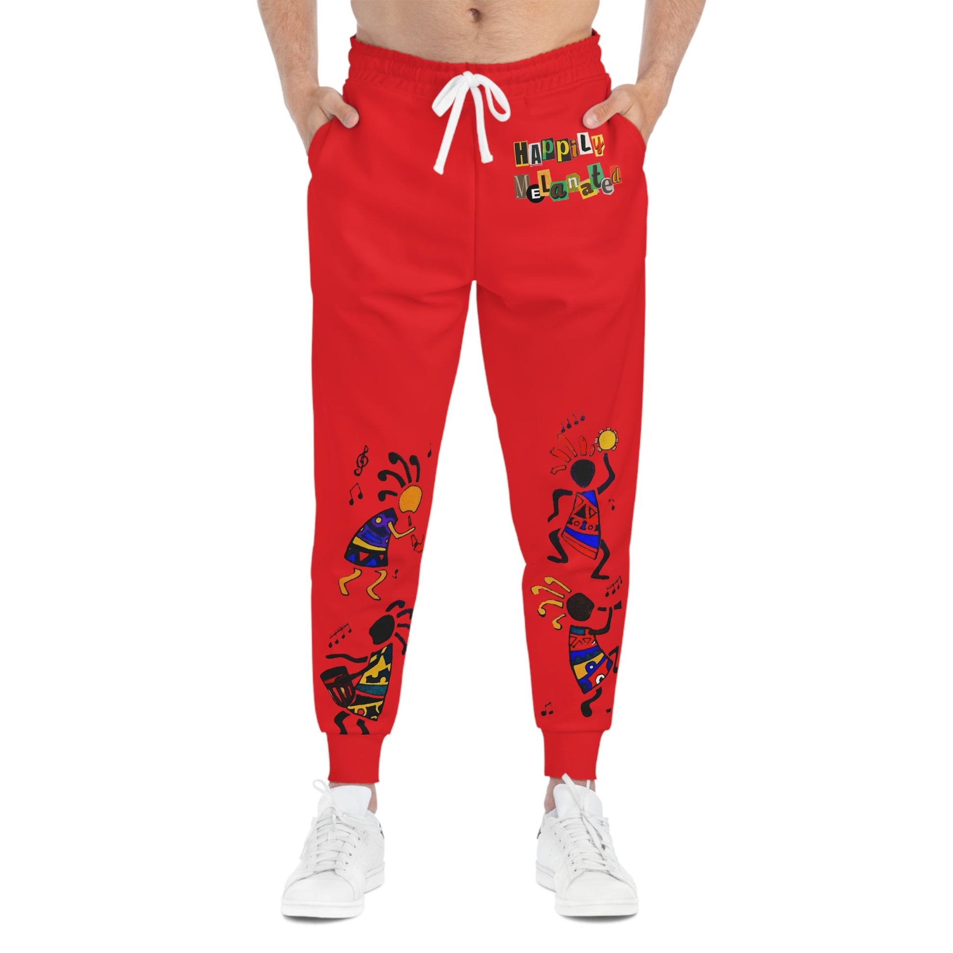 Afro Music Cartoon Art Unisex Athletic Joggers, Handcrafted Jogger Pants, Music Lover Gift
