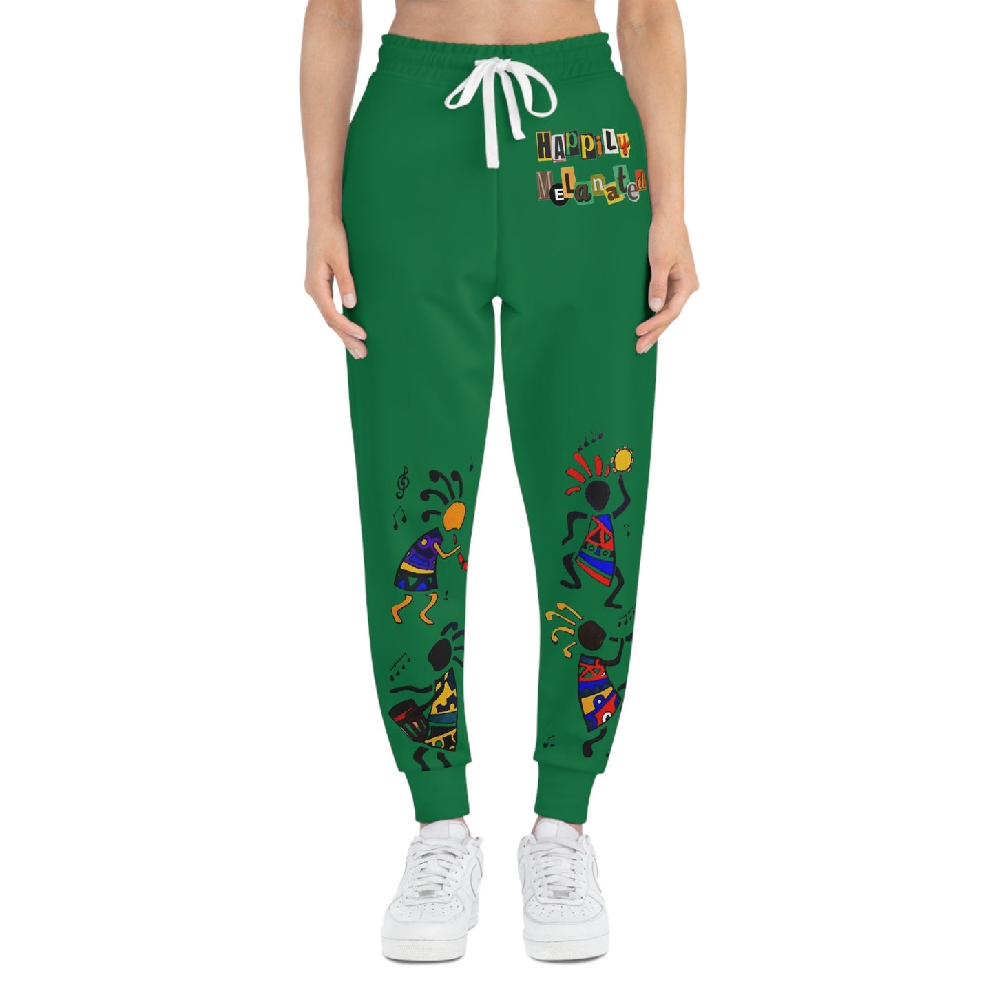 Afro Music Cartoon Art Unisex Athletic Joggers, Handcrafted Jogger Pants, Workout Sweatpants