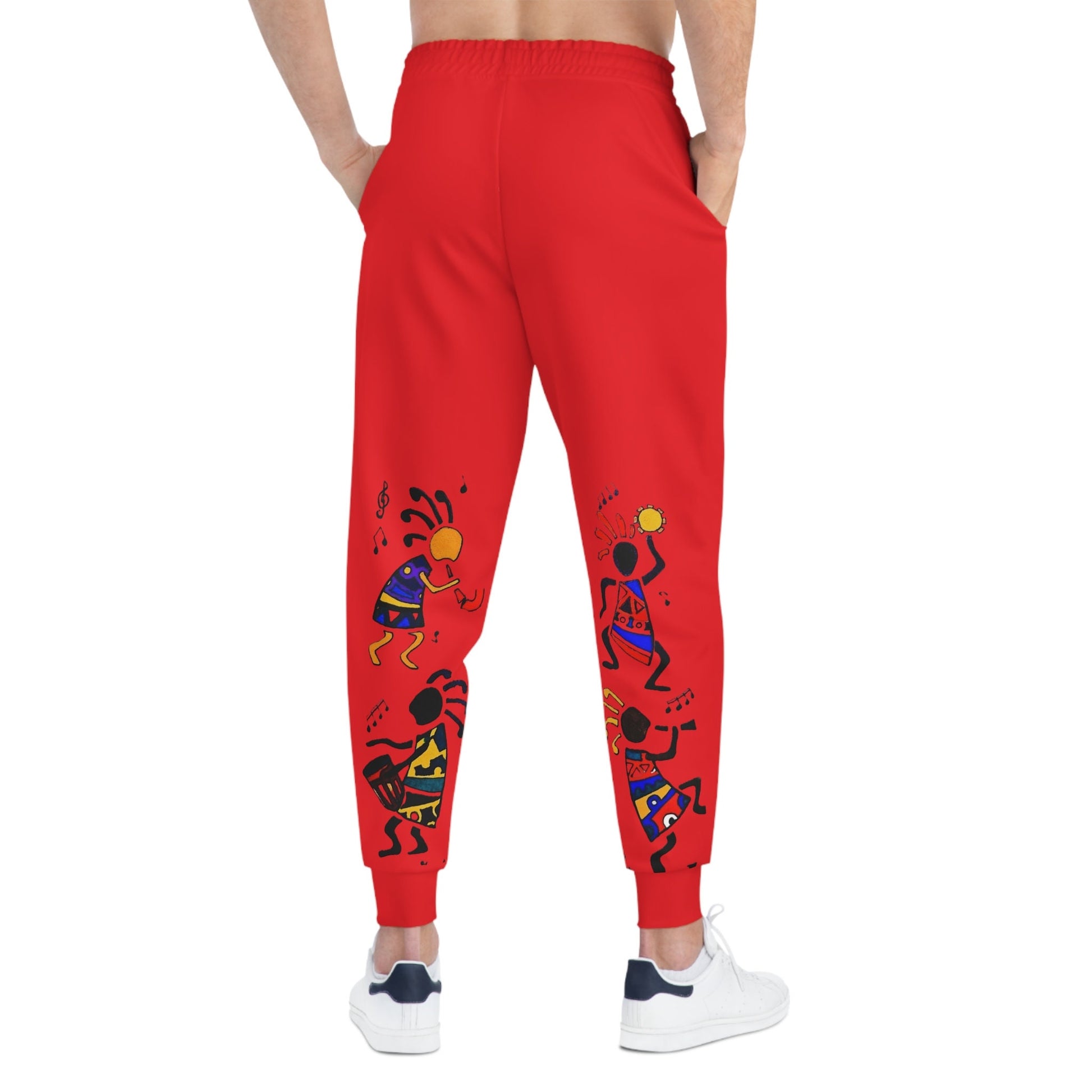 Afro Music Cartoon Art Unisex Athletic Joggers, Handcrafted Jogger Pants, Music Lover Gift