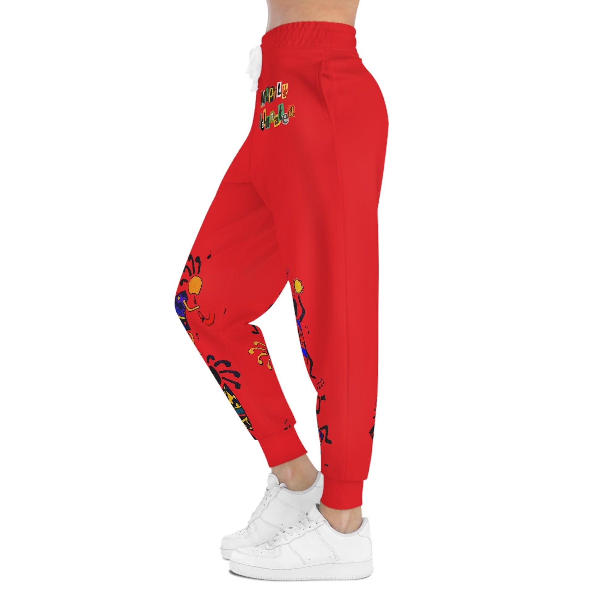 Afro Music Cartoon Art Unisex Athletic Joggers, Handcrafted Jogger Pants, Music Lover Gift