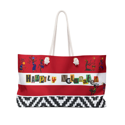 Handcrafted Ethnic Music Art Weekender Bag - Oversized, Durable Tote with Rope Handles